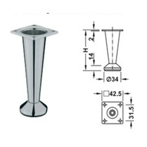 Pata de aluminio para mueble Häfele