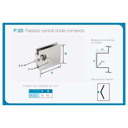 Pasador central doble comando art. P 23