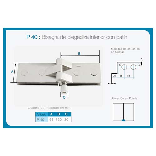 Bisagra de plegadiza inferior art. P 40