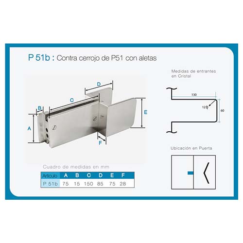 Contra cerrojo con aletas art. P 51B