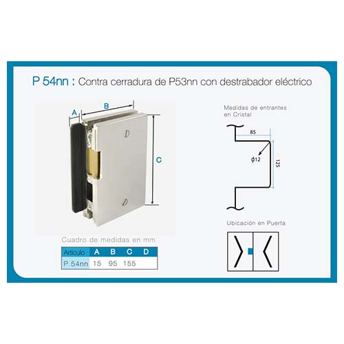 Contra cerradura con destrabador eléctrico art. P 54NN