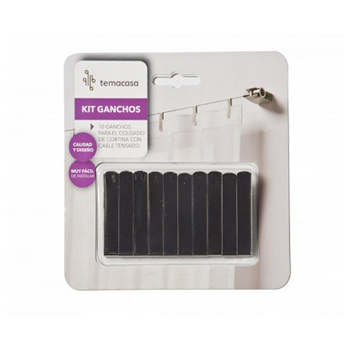 Kit ganchos para barral cortina de ventana niquelados