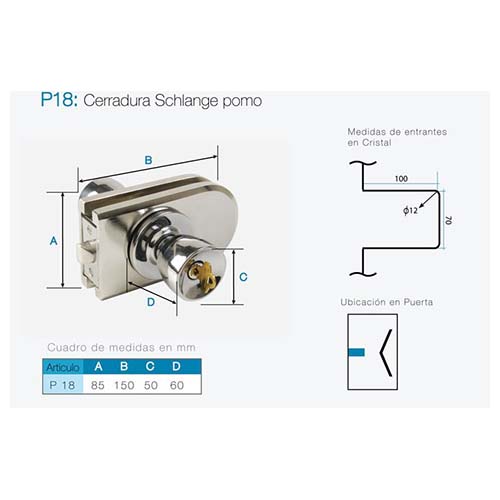 Cerradura pomo art. P 18